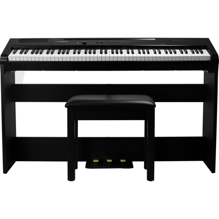 Used Artesia Harmony 88 Key Digital Piano Black with Matching Furniture Stand and Three Pedal Board OB
