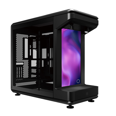 CoolerMaster MasterFrame 360 Stage LCD Tempered Glass ATX Mid-Tower Case, Black