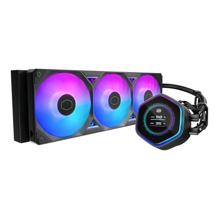 CoolerMaster MasterLiquid 360 Atmos II 360mm All-in-One ARGB CPU Liquid Cooler with LCD Display, Black