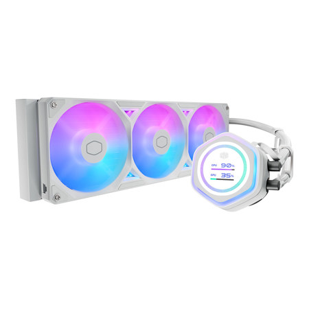 CoolerMaster MasterLiquid 360 Atmos II 360mm All-in-One ARGB CPU Liquid Cooler with LCD Display, White