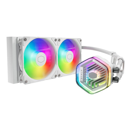 CoolerMaster MasterLiquid 240 Atmos 240mm AiO ARGB CPU Liquid Cooler, White