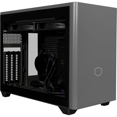 CoolerMaster MasterBox NR200P MAX V2 Tempered Glass Mini-ITX Mini-Tower Case with 850W Power Supply, Gray