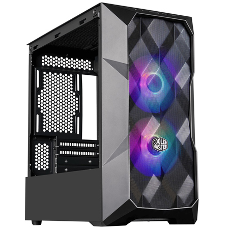 CoolerMaster MasterBox TD300 Mesh ARGB High Airflow ATX Mini-Tower Case with Polygonal Mesh Front Panel, Black