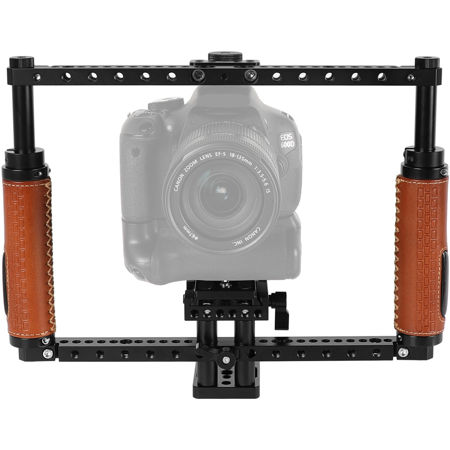 CAMVATE Hand-Held Full Frame Camera Cage w/Leather Grips, Manfrotto QR Baseplate