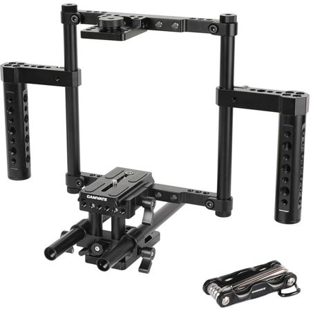 CAMVATE Hand-Held Full Frame Camera Cage w/QR Baseplate, 15mm Rod Support System
