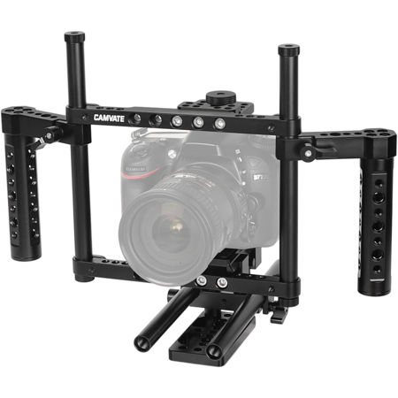 CAMVATE Hand-Held Full Frame Camera Cage w/QR Baseplate, 15mm Rod Support System