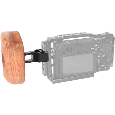 CAMVATE Left Hand Wooden Handle Grip with QR NATO Clamp Handle Seat, Large