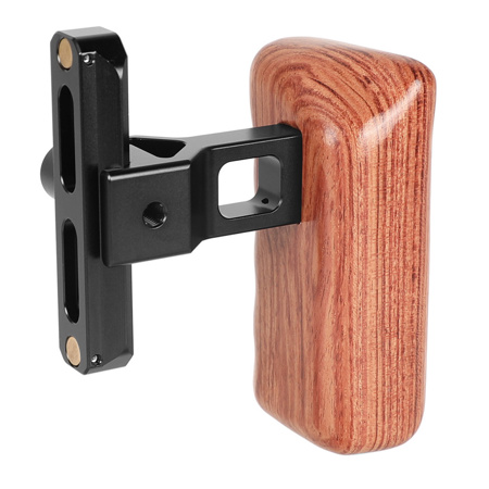 CAMVATE Right Hand Wooden Handle Grip with Quick Release NATO Clamp and 70mm NATO Safety Rail for DV and DSLR Camera Cages