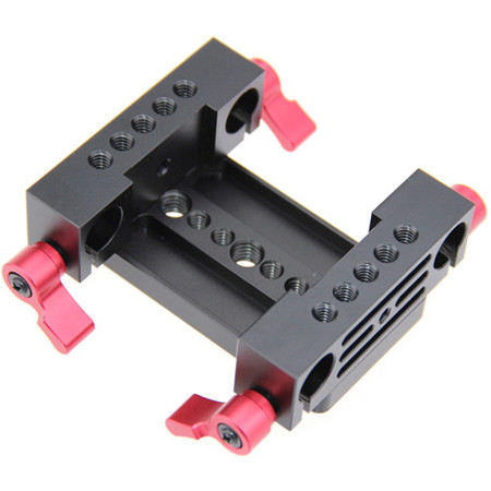 CAMVATE Tripod Mount Base Plate with Dual 15mm Railblocks, Red Knobs