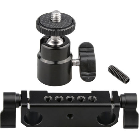 CAMVATE 15mm Rod Clamp Railblock with 1/4 Hot Shoe Mount Mini Ball Head