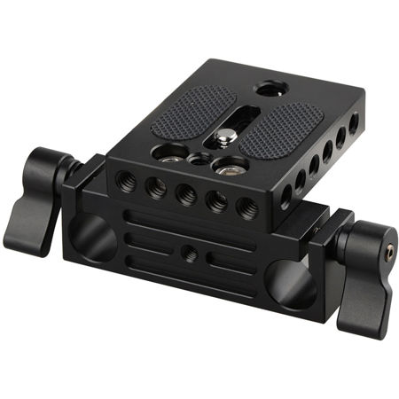 CAMVATE Camera Baseplate with 15mm Railblock for DSLR Rig 15mm Rod Rail Support System