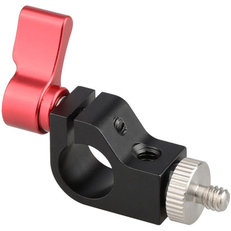 CAMVATE Single 15mm Rod Clamp with 1/4"-20 Thread and Screw, Red Knob