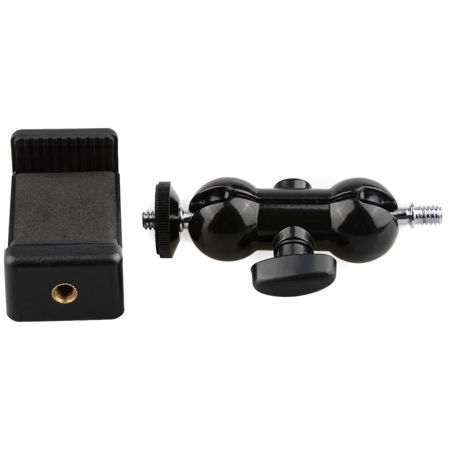 CAMVATE 360 Degree Swivel Ball Head Mount & Phonetrap Smartphone Holder, Black