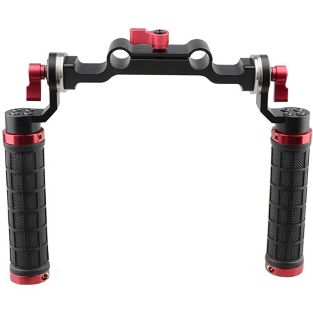 CAMVATE Rubber Handle Rig & 15mm Rod Clamp with ARRI Rosette Adapter for DSLR Camera, Red Knob