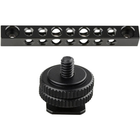 CAMVATE Cheese Bar with 1/4"-20 Thread Hole, Hot Shoe Adapter for Monitor, Black