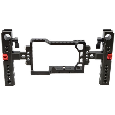 CAMVATE Handheld Camera Cage with Two Cheese Handles for Sony A6500, Red Knob