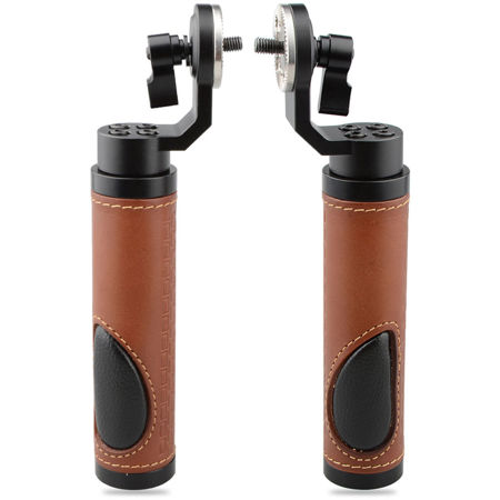 CAMVATE ARRI-Style Leather Rosette Handle Grip, Brown, 2-Pack