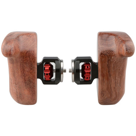 CAMVATE Left & Right Hand Wooden Handle Grip w/ Two ARRI Rosette Mounts