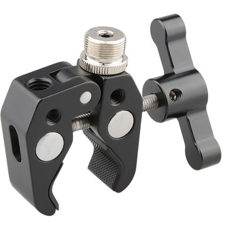 CAMVATE Super Clamp Crab Pliers Clip w/ 1/4"-20 to 5/8"-27 Screw, Black T-Handle