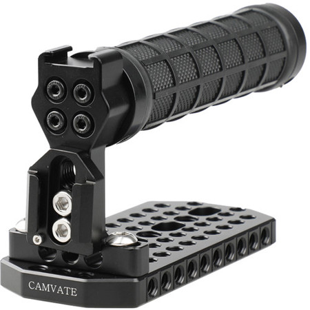 CAMVATE Rubber Handle Grip with Top Cheese Plate & Shoe Mount, Black Rings
