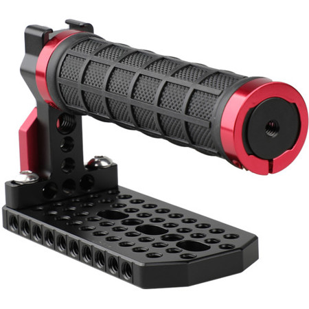 CAMVATE Rubber Handle Grip with Top Cheese Plate & Shoe Mount, Red Rings