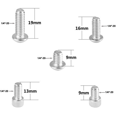 CAMVATE 1/4"-20 Stainless Steel Hex Screw Pack Multiple Types, 20-Pack