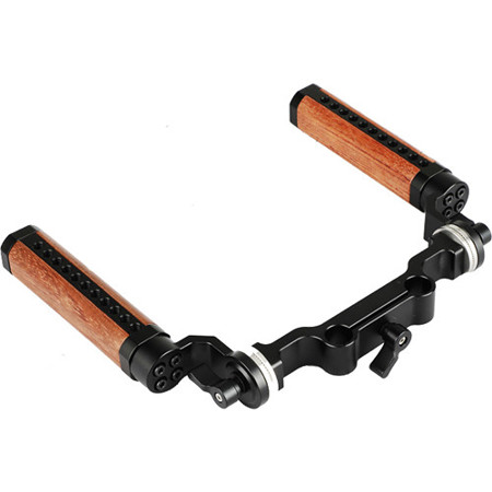 CAMVATE ARRI-Style Rosette Wooden Handle Grip, 15mm Rod Clamp Railblock, 2-Pack