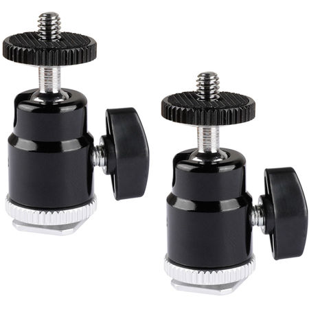 CAMVATE 1/4"-20 Mini Ball Head with Shoe Mount Adapter, 2-Pack