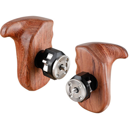 CAMVATE Left and Right Side Wooden Handle Grip with M6 ARRI Rosette Mount, Bubinga