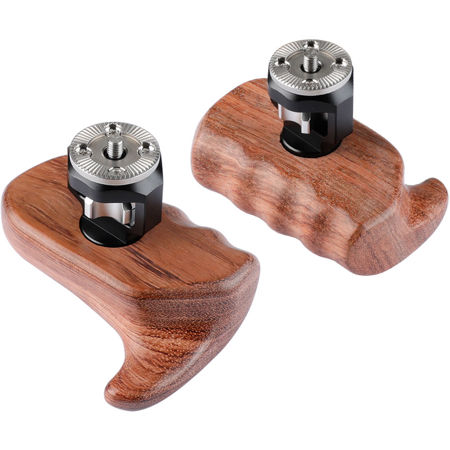 CAMVATE Left & Right Side Wooden Handle Grip with M6 ARRI Rosette Mount, Bubinga