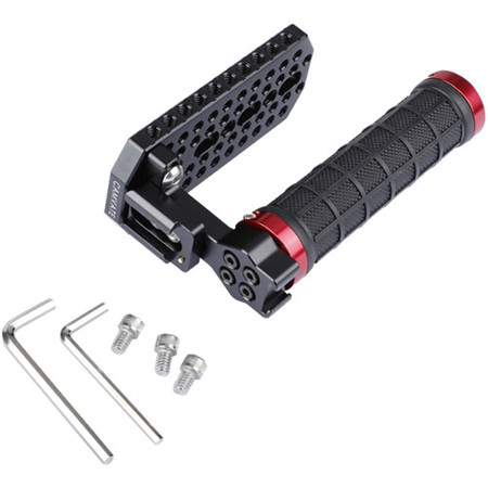 CAMVATE Rubber Handle Grip with Top Cheese Plate & Black Shoe Mount, Red Rings