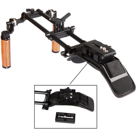 CAMVATE DSLR Shoulder Mount Rig with Manfrotto QR Base Plate and Dual Handgrip