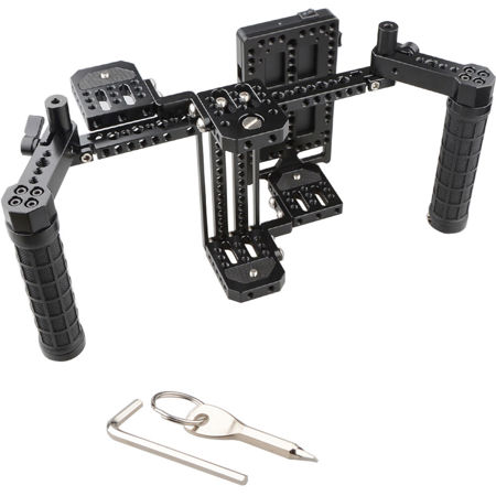 CAMVATE 7" Director's Monitor Cage Rig with V Lock Power Supply Splitter