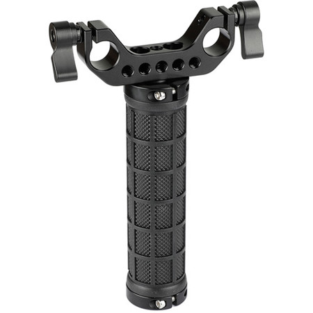 CAMVATE Rubber Hand Grip with Dual Rod Clamp for Handheld Camera, Black Knob