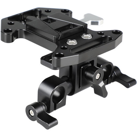 CAMVATE Quick Release V Lock Mount Battery Plate with Adjustable 15mm Rod Clamp
