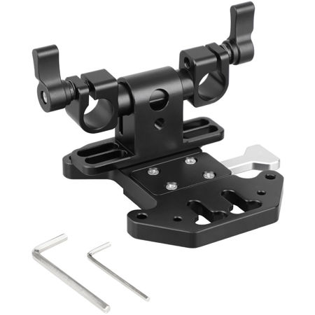 CAMVATE Quick Release V Lock Mount Battery Plate with Adjustable 15mm Rod Clamp