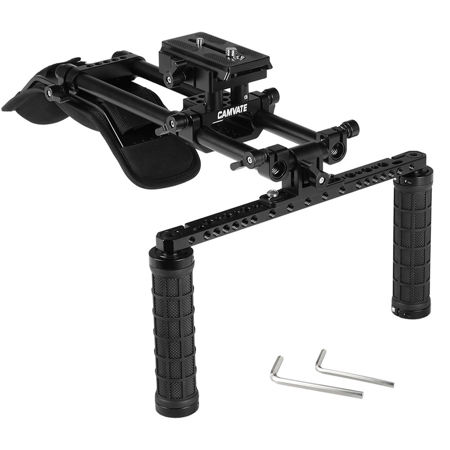 CAMVATE Shoulder Mount Support Rig with Manfrotto-Style QR Plate and Dual Handgrip for DV Camcorder