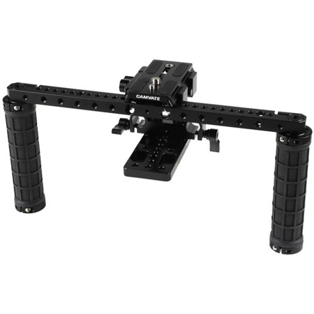 CAMVATE DSLR Camera Support Rig with Manfrotto-Style QR Plate and Rubber Handgrip