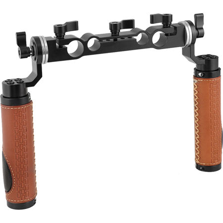 CAMVATE Rosette-Style Leather Handgrips with 15mm and 19mm Dual-Port Rod Clamp