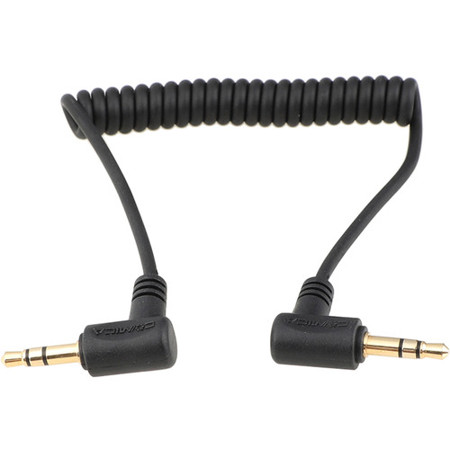 CAMVATE Right-Angle 3.5mm TRS Coiled Cable for DSLRs, Camcorders & Recorders