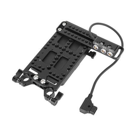 CAMVATE V-Lock Mount Plate Power Supply Splitter with 15mm Rod Clamp & Coiled Power Cable