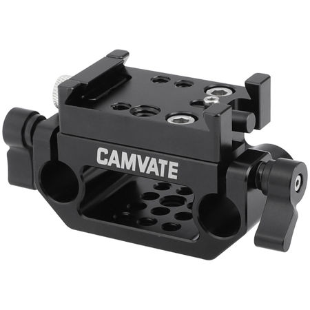 CAMVATE Manfrotto Quick Release Adapter Baseplate with 15mm Dual Rod Clamp Base