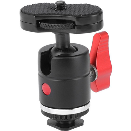 CAMVATE 1/4"-20 Male Thread Mini Ball Head with Shoe Mount Adapter
