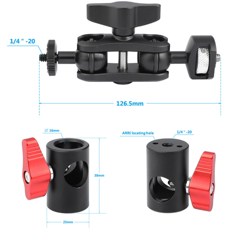 CAMVATE Versatile Magic Arm with Double Ball Head, Light Stand Head Adapter