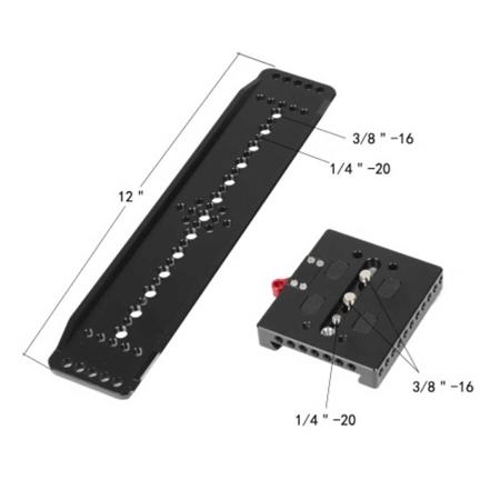 CAMVATE Standard ARRI 12" Dovetail Bridge Slide Plate & Quick Release Baseplate