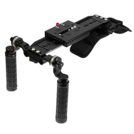 CAMVATE Shoulder Mount Rig with ARRI 12" Dovetail Bridge Plate & 2x Rosette Handgrip for DSLR Camera, DV Camcorder