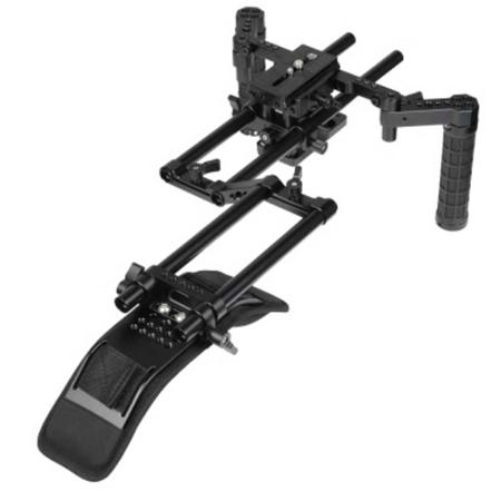 CAMVATE Shoulder Mount Rig with Manfrotto Tripod Mount Base Plate and 2x Rubber Handgrip