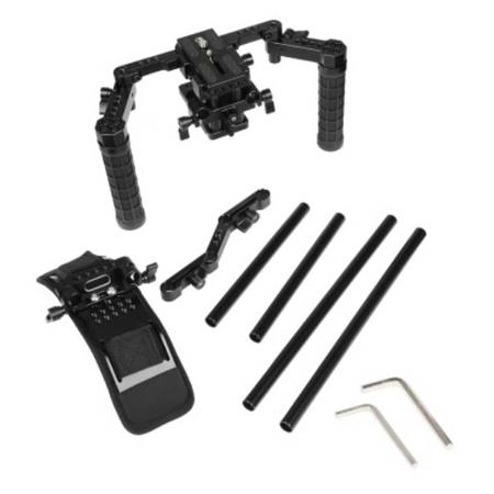 CAMVATE Shoulder Mount Rig with Manfrotto Tripod Mount Base Plate, 2x Handgrip