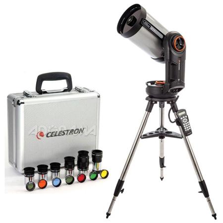 Celestron NexStar Evolution 8, Schmidt-Cassegrain Telescope with integrated WiFi - with Deluxe Accessory Kit (5 Celestron Plossl Eyepieces, 1.25" Barlow Lens, 1.25" Filter Set, Accessory Carry Case