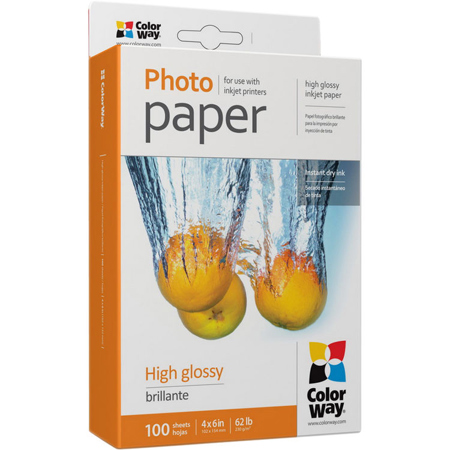 Colorway High Gloss Photo Paper for Inkjet Printers, 230gm2, 4 x6", 100 Sheets